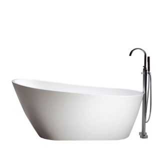 Baignoire ilot OSLO 170 cm avec trop plein finition blanc brillant