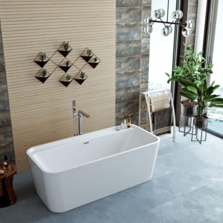 Baignoire îlot KAMBIA en acrylique intérieur blanc brillant extérieur Blanc 170x80cm prof 40cm