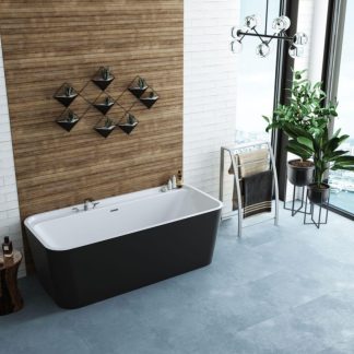 Baignoire îlot KAMBIA en acrylique intérieur blanc brillant extérieur noir 170x80cm prof 40cm