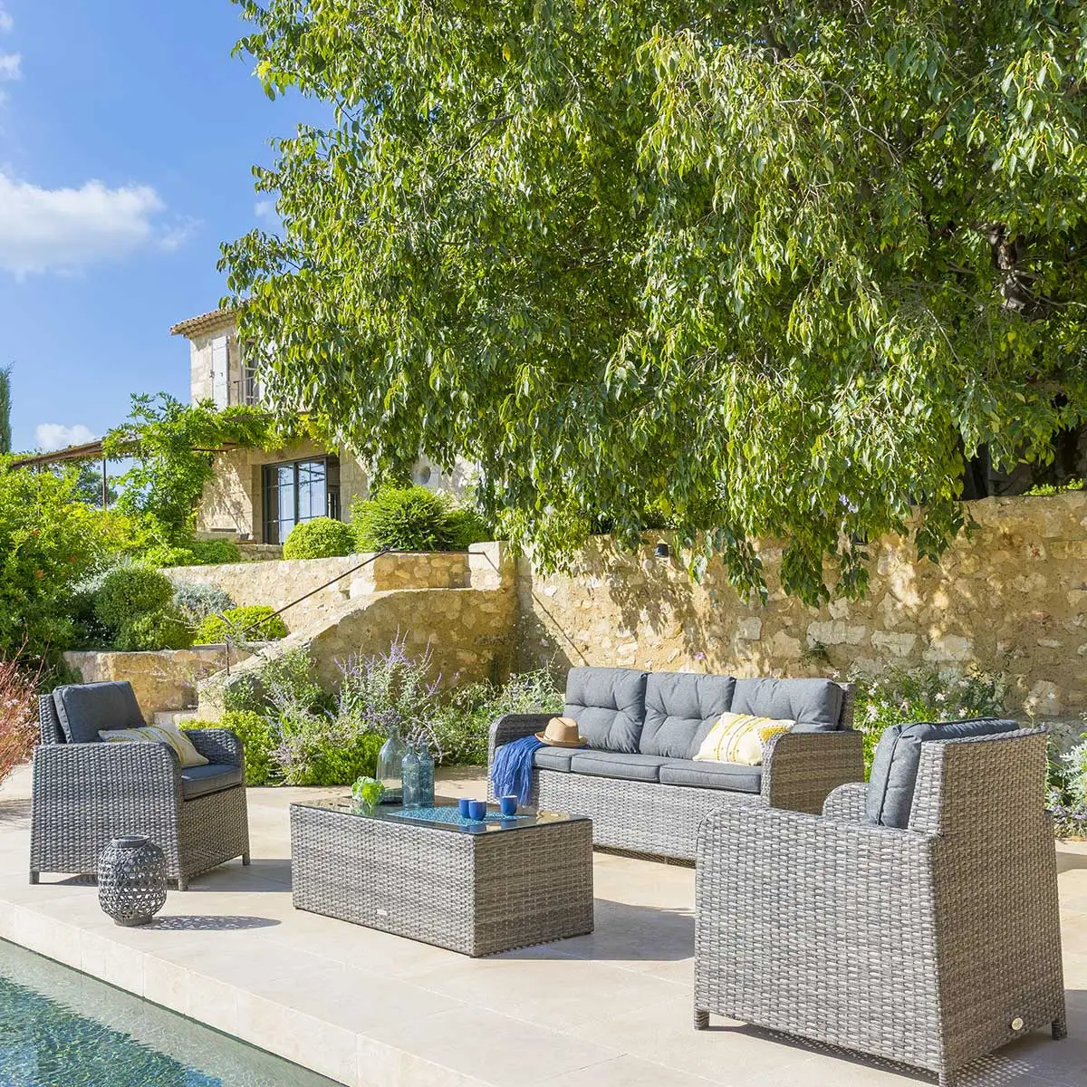 Salon de jardin "Mayari" Terre d'ombre 5 places