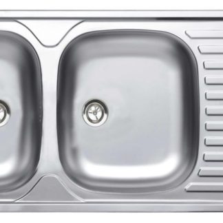 Evier à encastrer ÉCO 2 cuves 1160 inox18/10 nu, sans vidage, Satiné - MODERNA