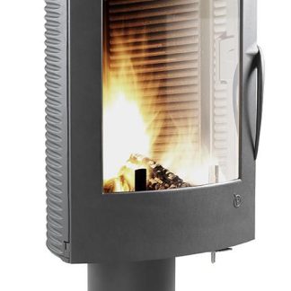 Poêle à bois Pharos 360° anthracite buche sortie de fumées dessus 12KW ø buse 180 longueur de buches 40cm