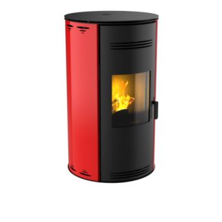 POELE ACIER A GRANULES DE BOIS MORVAN"SPH'R" 3.5-8KW ROUGE INTENSE